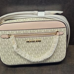 Michael Kors Pink and Cream Crossbody Bag